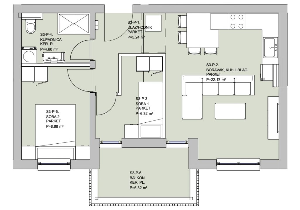 Zgrada 619 - stan 3 - tlocrt