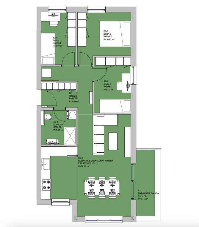 Zgrada 620 - stan 2 - tlocrt